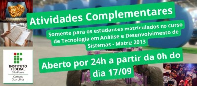 Abertura de atividades complementares - ADS