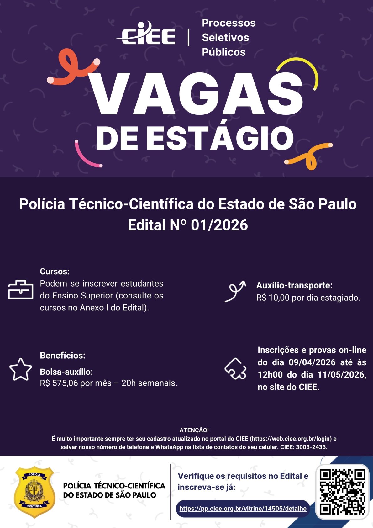 CARTAZ Polícia Técnico Científica SP