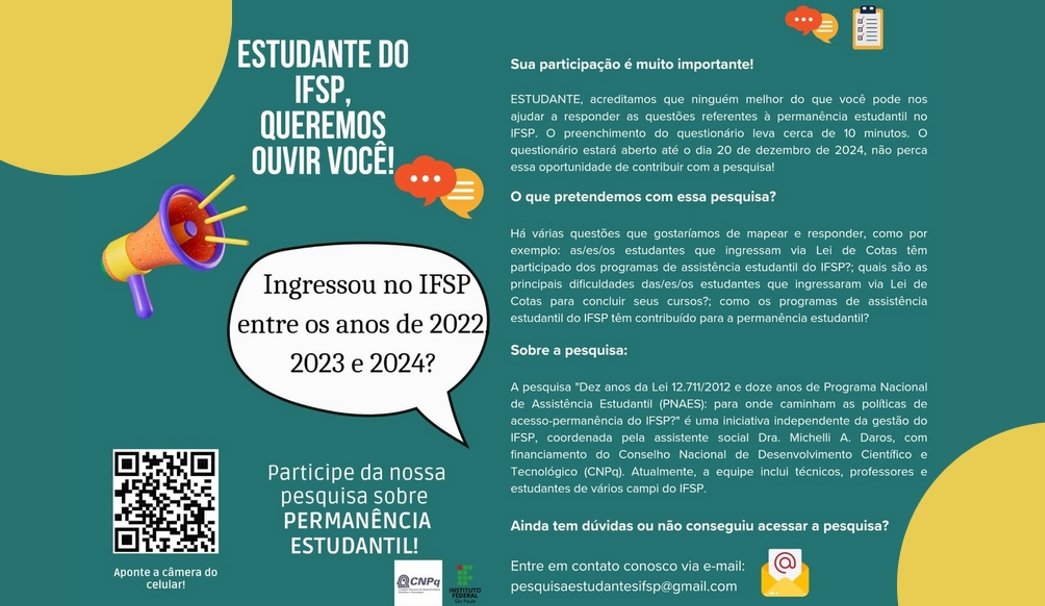 Participe da nossa pesquisa sobre permanência estudantil