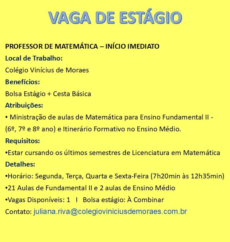 VAGA DE MATEMÁTICA 1